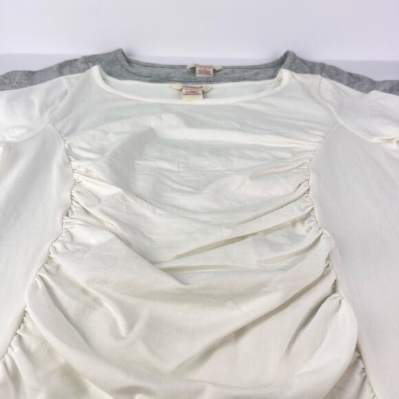 Sundance LOT 2 Princess Ruched Tops Women's Cotton Shirt Gray/Off White Small - Picture 5 of 9